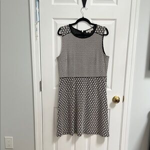 LOFT Black and White Geometric Mini Dress